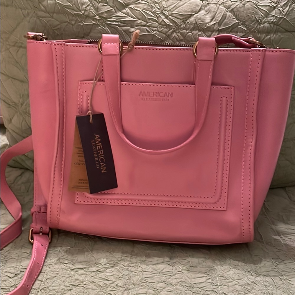 Pastel Pink Structured Tote with Removable Strap